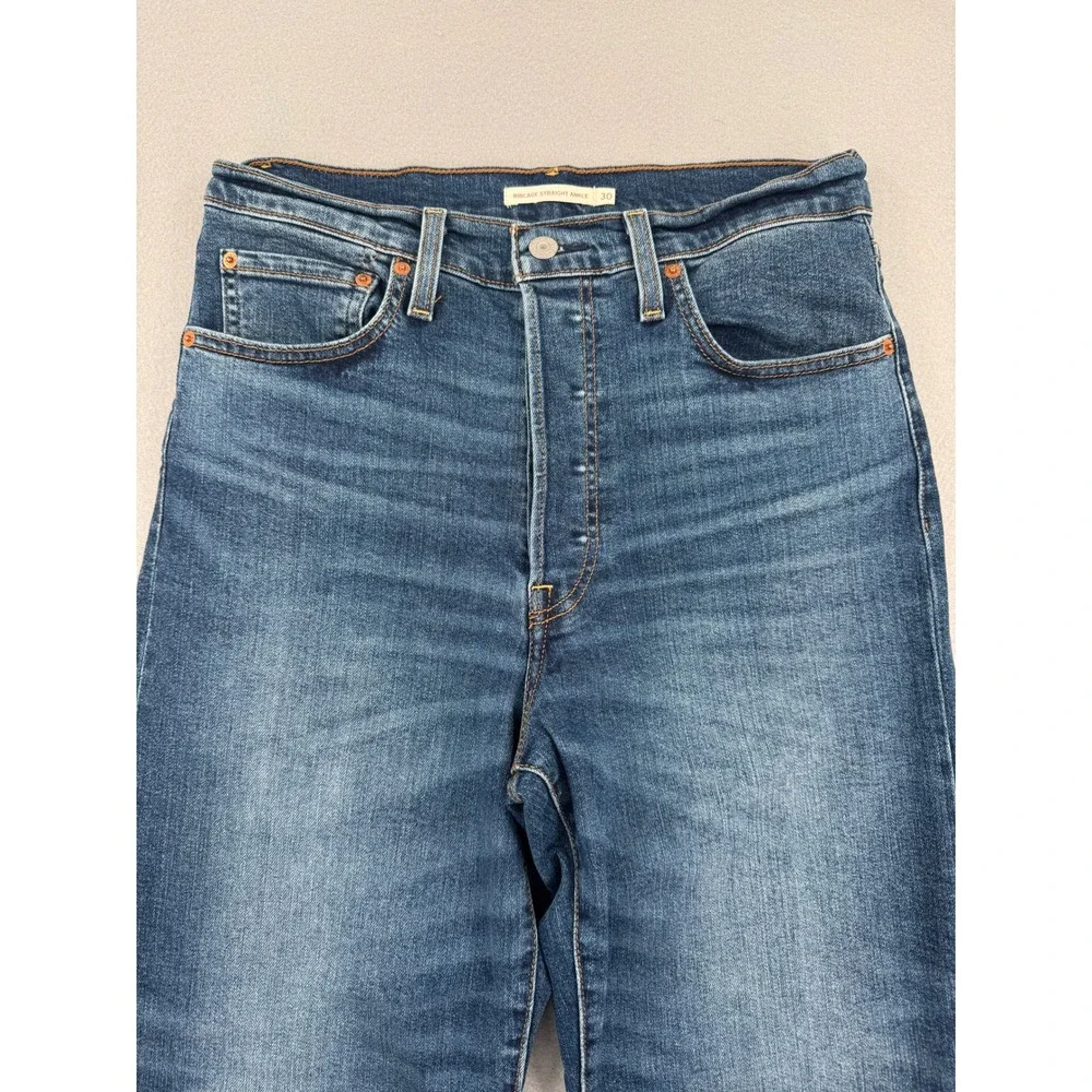 Levis Ribcage Straight Ankle Jeans Womens 30 (30x27) Retro Blue Denim High Rise